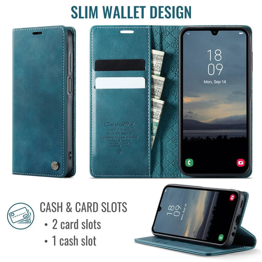 CASEME For Samsung Galaxy A15 5G / Galaxy A15 4G Case  033 Series RFID Blocking Wallet Stand Calf Texture Leather Phone Cover - Green - 2