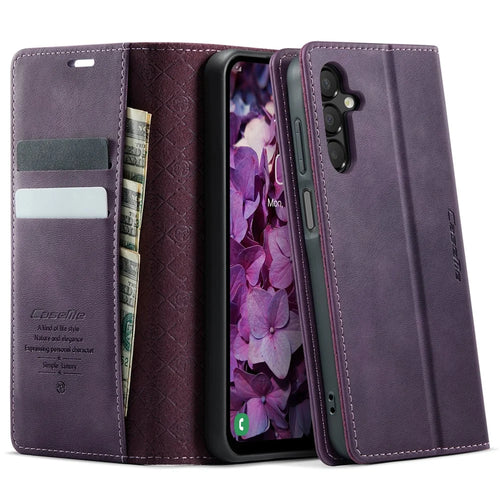CASEME For Samsung Galaxy A16 5G Case  033 Series RFID Blocking Wallet Stand Calf Texture Leather Phone Cover - Purple - 1
