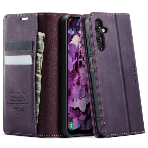 CASEME For Samsung Galaxy A16 5G Case  033 Series RFID Blocking Wallet Stand Calf Texture Leather Phone Cover - Purple - 1