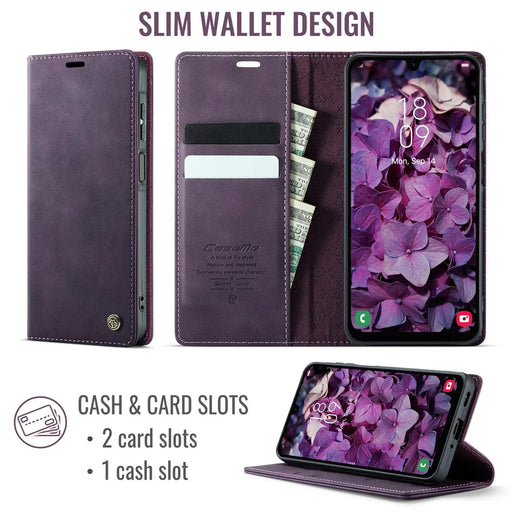CASEME For Samsung Galaxy A16 5G Case  033 Series RFID Blocking Wallet Stand Calf Texture Leather Phone Cover - Purple - 2