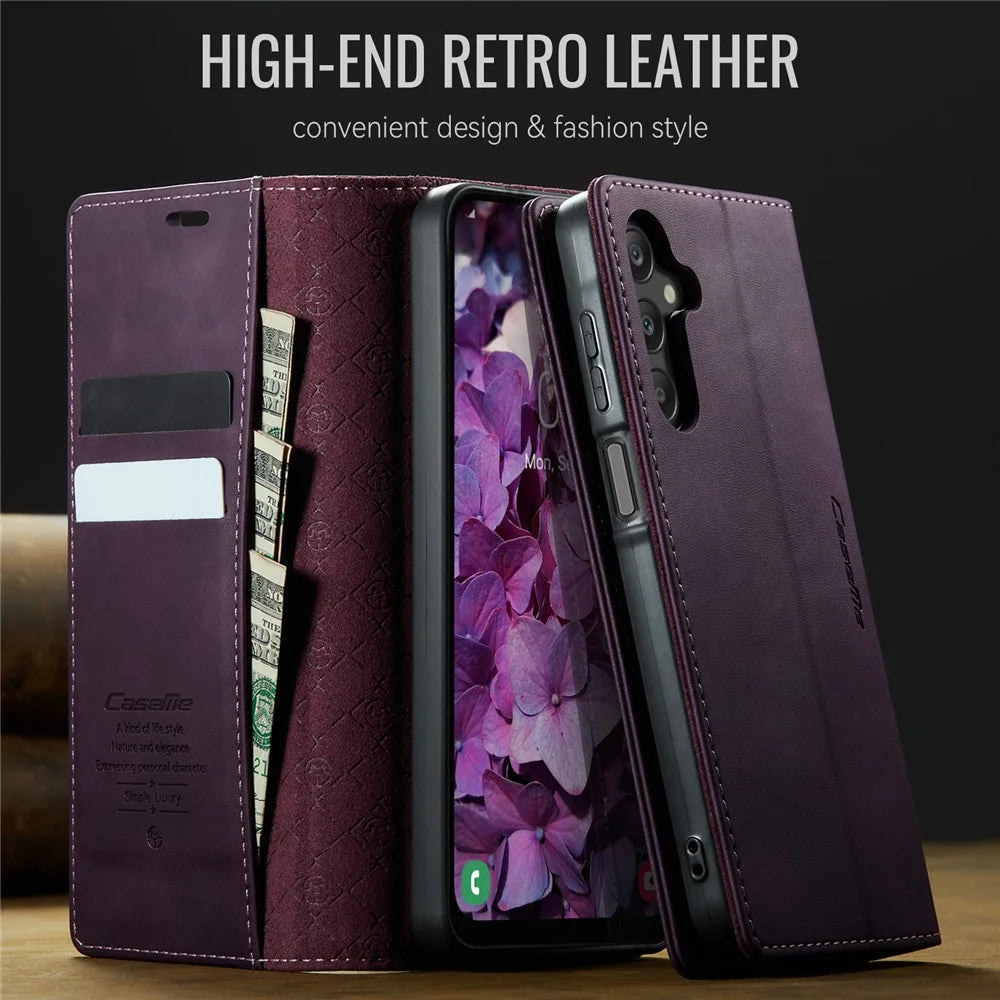 CASEME For Samsung Galaxy A16 5G Case  033 Series RFID Blocking Wallet Stand Calf Texture Leather Phone Cover - Purple - 4