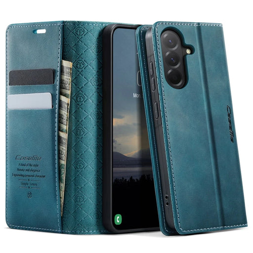 CASEME For Samsung Galaxy A36 5G Case  033 Series RFID Blocking Wallet Stand Calf Texture Leather Phone Cover - Green - 1