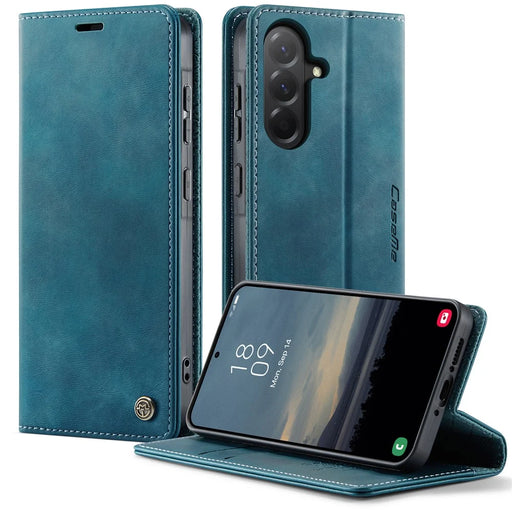 CASEME For Samsung Galaxy A56 5G Case  033 Series RFID Blocking Wallet Stand Calf Texture Leather Phone Cover - Green - 1