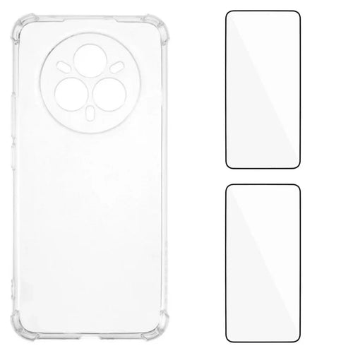 WANLONFENG For Realme 14 Pro+ 5G TPU Case  WL3 Series 1.5mm Phone Cover with 2Pcs Tempered Glass Films - Transparent - 1