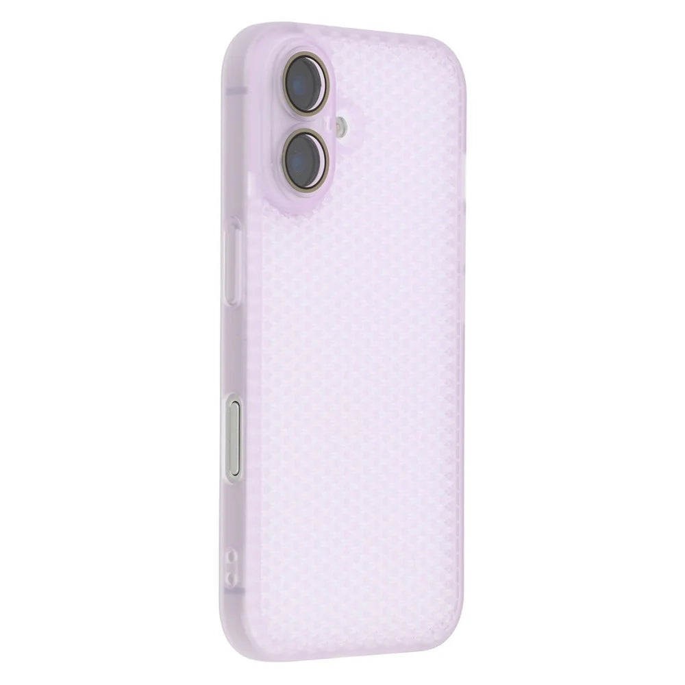 For iPhone 16 Case Heat Dissipation Hard PC Phone Cover with Camera Lens Protector - Transparent Purple - 1