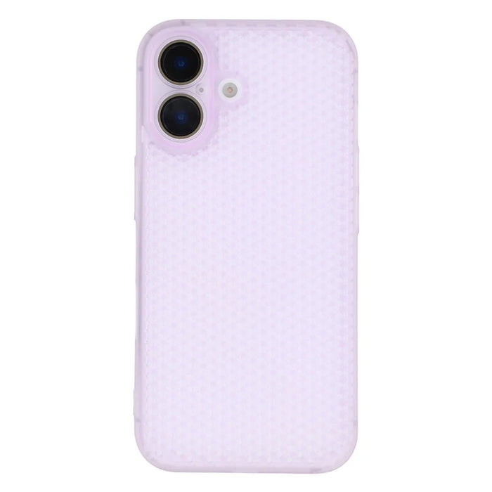 For iPhone 16 Case Heat Dissipation Hard PC Phone Cover with Camera Lens Protector - Transparent Purple - 3