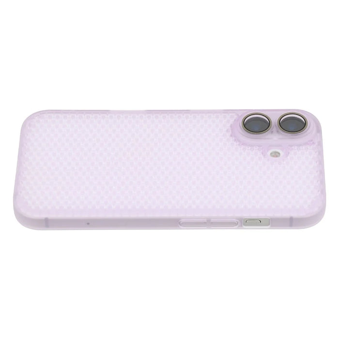 For iPhone 16 Case Heat Dissipation Hard PC Phone Cover with Camera Lens Protector - Transparent Purple - 4