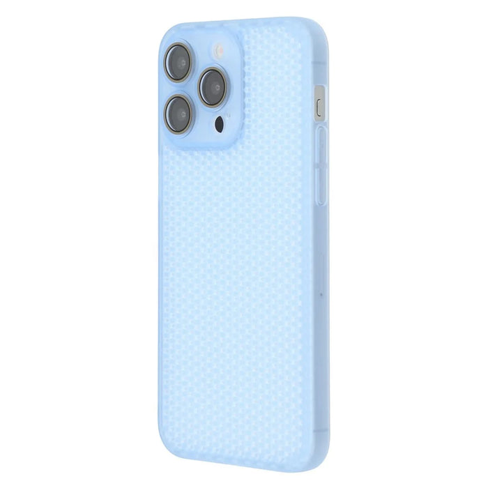 For iPhone 14 Pro Max Case Heat Dissipation Hard PC Phone Cover with Camera Lens Protector - Transparent Blue - 4