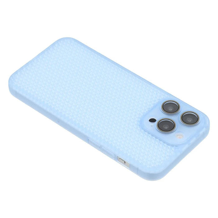 For iPhone 14 Pro Max Case Heat Dissipation Hard PC Phone Cover with Camera Lens Protector - Transparent Blue - 6