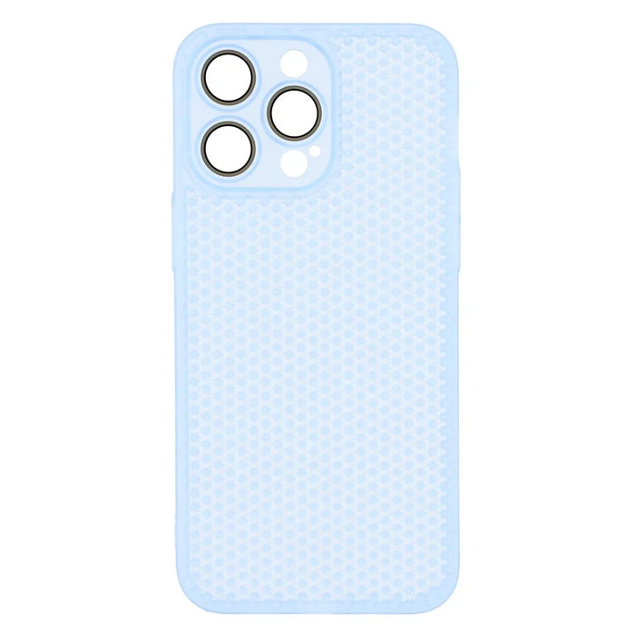 For iPhone 14 Pro Case Heat Dissipation Hard PC Phone Cover with Camera Lens Protector - Transparent Blue - 3