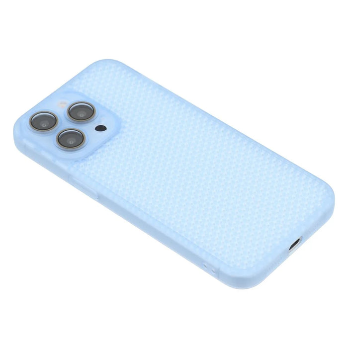 For iPhone 14 Pro Case Heat Dissipation Hard PC Phone Cover with Camera Lens Protector - Transparent Blue - 5
