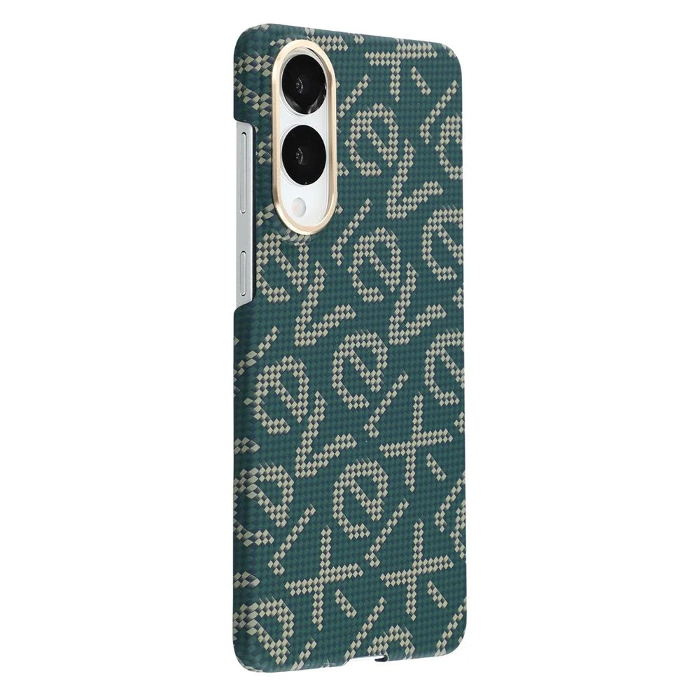 X-LEVEL For Samsung Galaxy S25 Edge Magnetic Case PC + Metal Phone Back Cover Carbon Fiber Texure - Green - 1