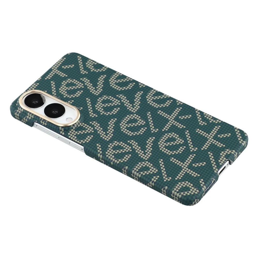 X-LEVEL For Samsung Galaxy S25 Edge Magnetic Case PC + Metal Phone Back Cover Carbon Fiber Texure - Green - 3