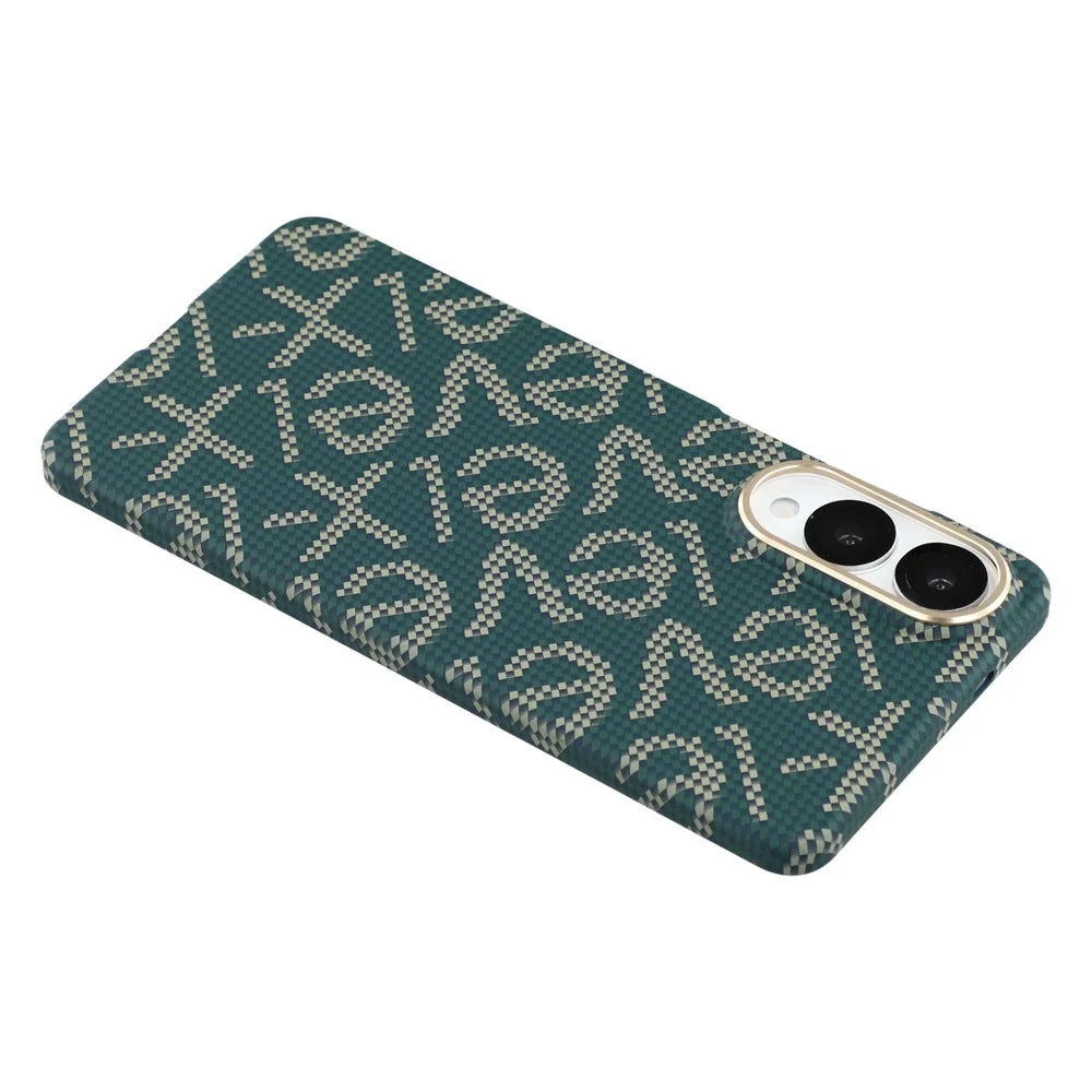 X-LEVEL For Samsung Galaxy S25 Edge Magnetic Case PC + Metal Phone Back Cover Carbon Fiber Texure - Green - 4