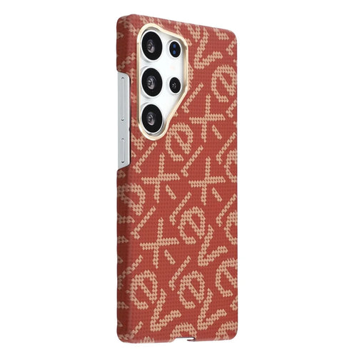 X-LEVEL For Samsung Galaxy S25 Ultra Magnetic Case PC + Metal Phone Back Cover Carbon Fiber Texure - Red - 1