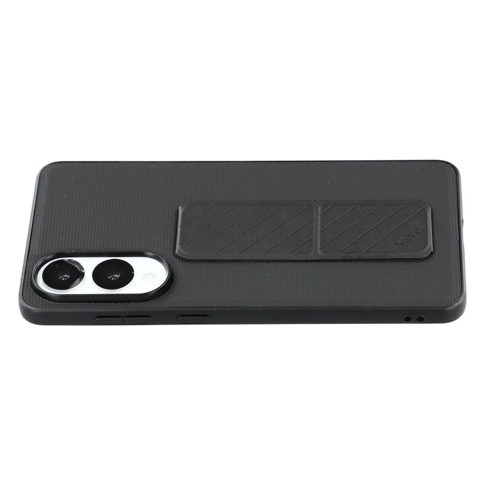 X-LEVEL For Samsung Galaxy S25 Edge Case with Kickstand TPU + PU Phone Back Cover Shockproof - Black - 1