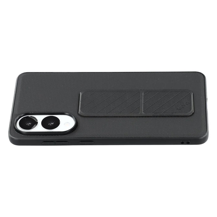 X-LEVEL For Samsung Galaxy S25 Edge Case with Kickstand TPU + PU Phone Back Cover Shockproof - Black - 1