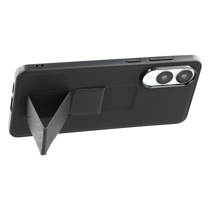 X-LEVEL For Samsung Galaxy S25 Edge Case with Kickstand TPU + PU Phone Back Cover Shockproof - Black - 5