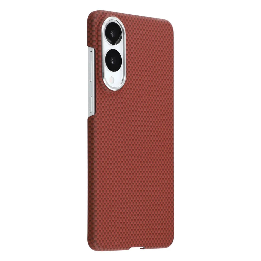 X-LEVEL For Samsung Galaxy S25 Edge Magnetic Case Carbon Nanofiber+Metal Lens Frame Phone Cover - Red - 1