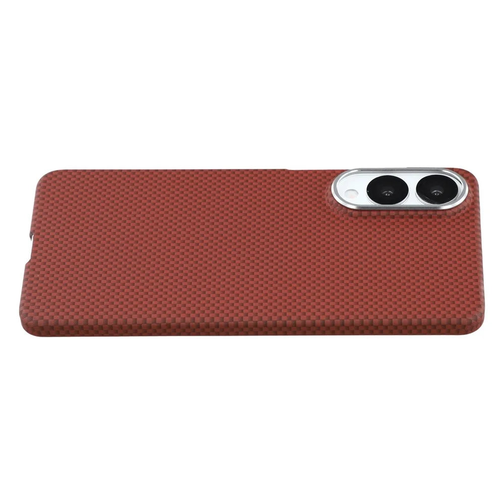 X-LEVEL For Samsung Galaxy S25 Edge Magnetic Case Carbon Nanofiber+Metal Lens Frame Phone Cover - Red - 4