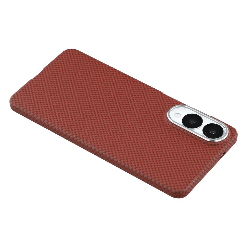 X-LEVEL For Samsung Galaxy S25 Edge Magnetic Case Carbon Nanofiber+Metal Lens Frame Phone Cover - Red - 5