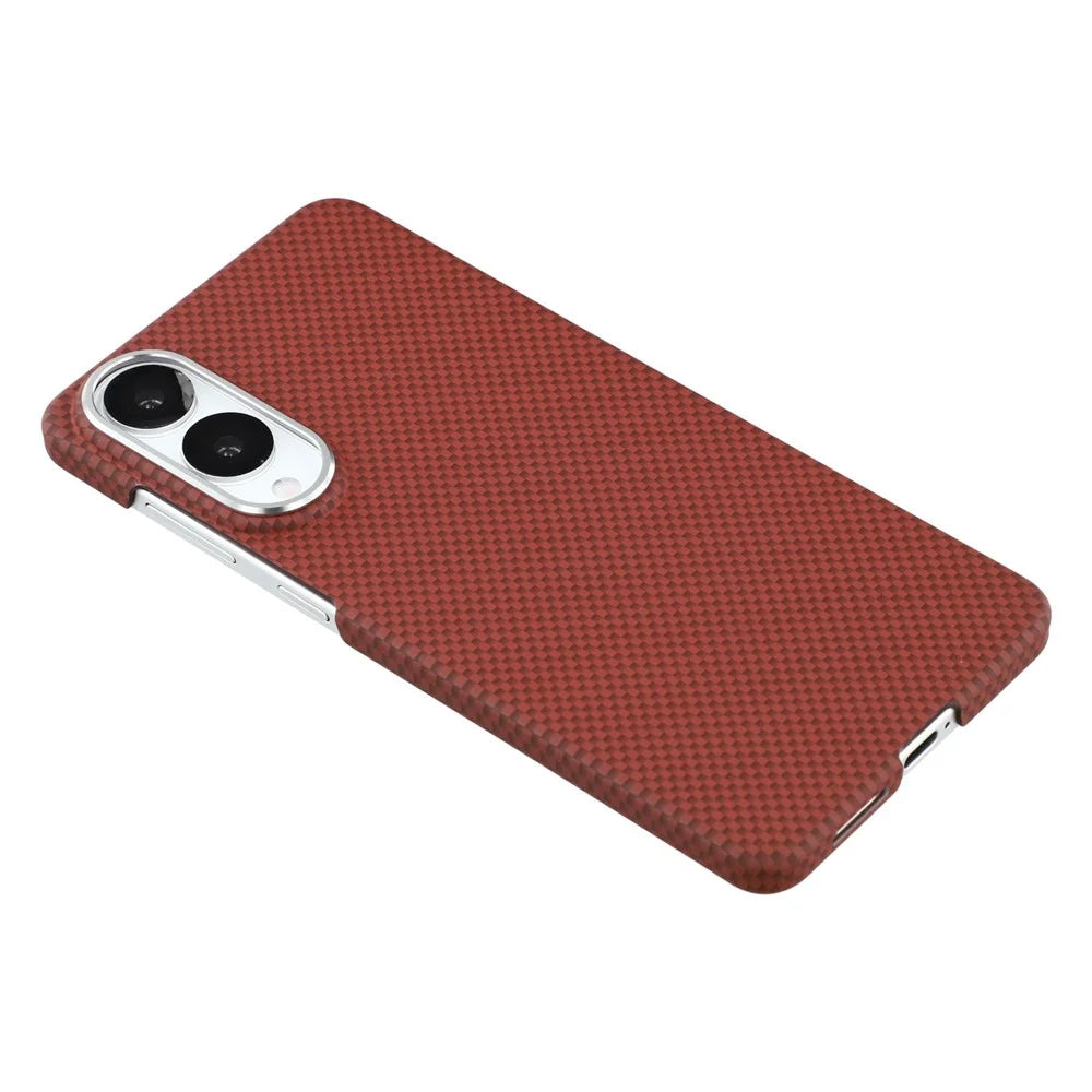 X-LEVEL For Samsung Galaxy S25 Edge Magnetic Case Carbon Nanofiber+Metal Lens Frame Phone Cover - Red - 6