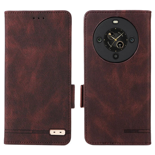 For FOSSiBOT S3 Pro 4G Case Leather Wallet Flip Phone Cover with Hardware Decor - Coffee - 1