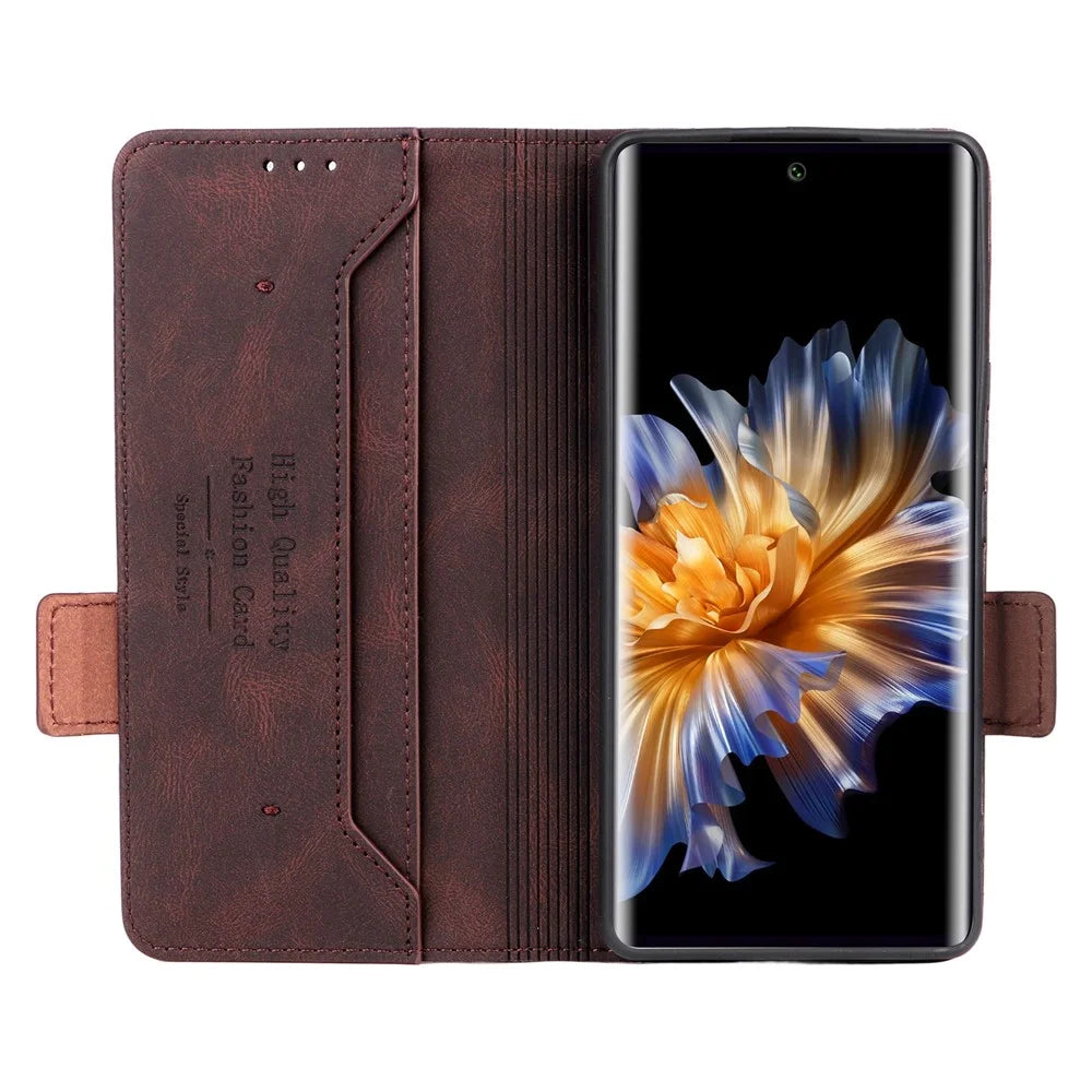 For FOSSiBOT S3 Pro 4G Case Leather Wallet Flip Phone Cover with Hardware Decor - Coffee - 2