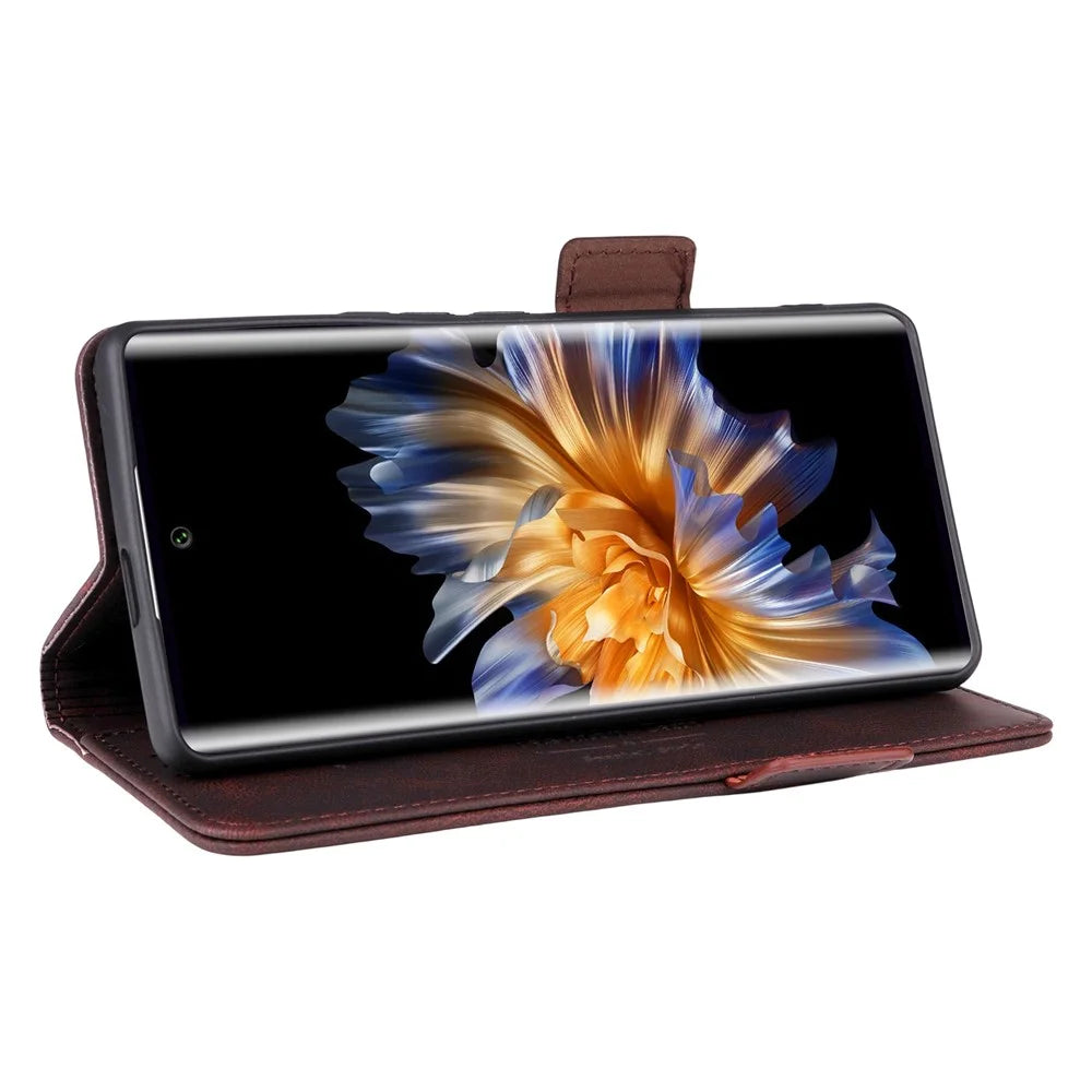 For FOSSiBOT S3 Pro 4G Case Leather Wallet Flip Phone Cover with Hardware Decor - Coffee - 3