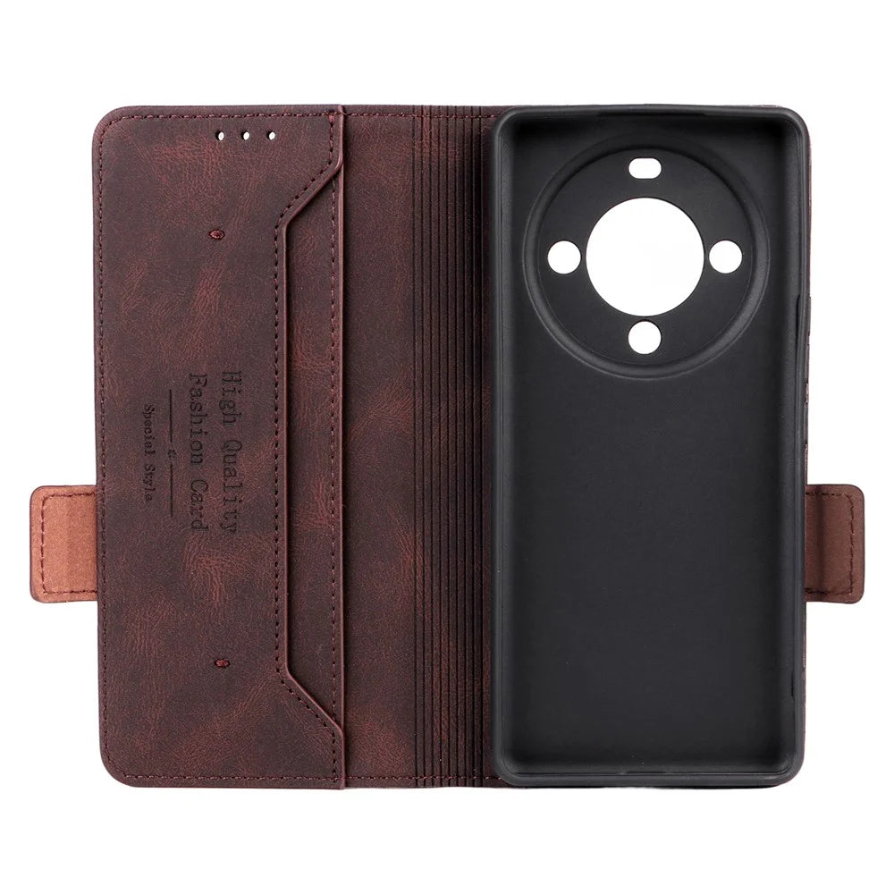 For FOSSiBOT S3 Pro 4G Case Leather Wallet Flip Phone Cover with Hardware Decor - Coffee - 5