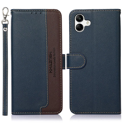 KHAZNEH For Samsung Galaxy A08 5G / A08 4G / A07 5G / A07 4G / A06 5G / A06 4G Case RFID Blocking Wallet Litchi Texture PU Leather Phone Cover - Blue - 1