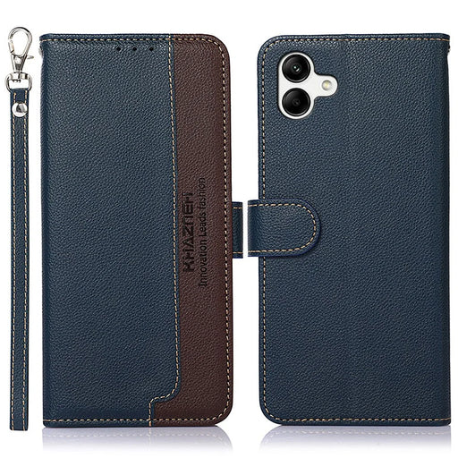 KHAZNEH For Samsung Galaxy A08 5G / A08 4G / A07 5G / A07 4G / A06 5G / A06 4G Case RFID Blocking Wallet Litchi Texture PU Leather Phone Cover - Blue - 1