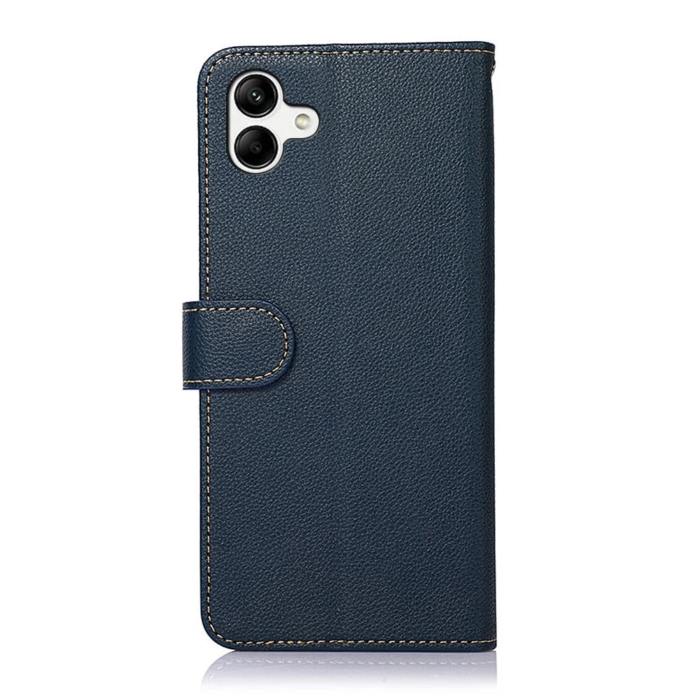 KHAZNEH For Samsung Galaxy A08 5G / A08 4G / A07 5G / A07 4G / A06 5G / A06 4G Case RFID Blocking Wallet Litchi Texture PU Leather Phone Cover - Blue - 7