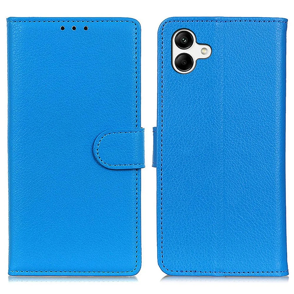For Samsung Galaxy A08 5G / A08 4G / A07 5G / A07 4G / A06 5G / A06 4G Wallet Case PU Leather Phone Cover Litchi Texture - Blue - 1