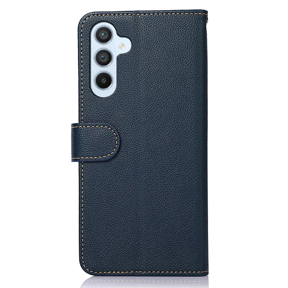KHAZNEH For Samsung Galaxy A18 5G / A18 4G / A17 5G / A17 4G / A26 5G Case RFID Blocking Wallet Litchi Texture PU Leather Phone Cover - Blue - 7