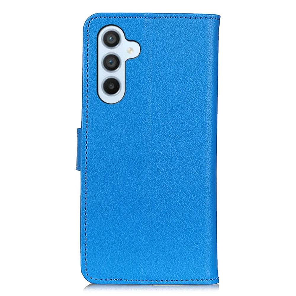 For Samsung Galaxy A18 5G / A18 4G / A17 5G / A17 4G / A26 5G Wallet Case PU Leather Phone Cover Litchi Texture - Blue - 7
