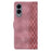 For Samsung Galaxy S25 Edge Leather Case Imprinted Checkered Pattern Wallet Stand Flip Phone Cover - Pink - 5