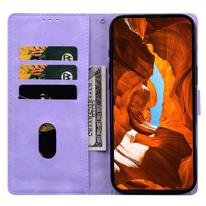 For Samsung Galaxy A16 5G  /  4G Leather Case Imprinted Checkered Pattern Wallet Stand Flip Phone Cover - Purple - 2