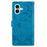 For iPhone 16 Plus Leather Case Imprinted Floral Pattern Wallet Stand Flip Phone Cover - Blue - 5