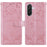 For Samsung Galaxy A56 5G  /  A36 5G Leather Case Imprinted Floral Pattern Wallet Stand Flip Phone Cover - Pink - 1