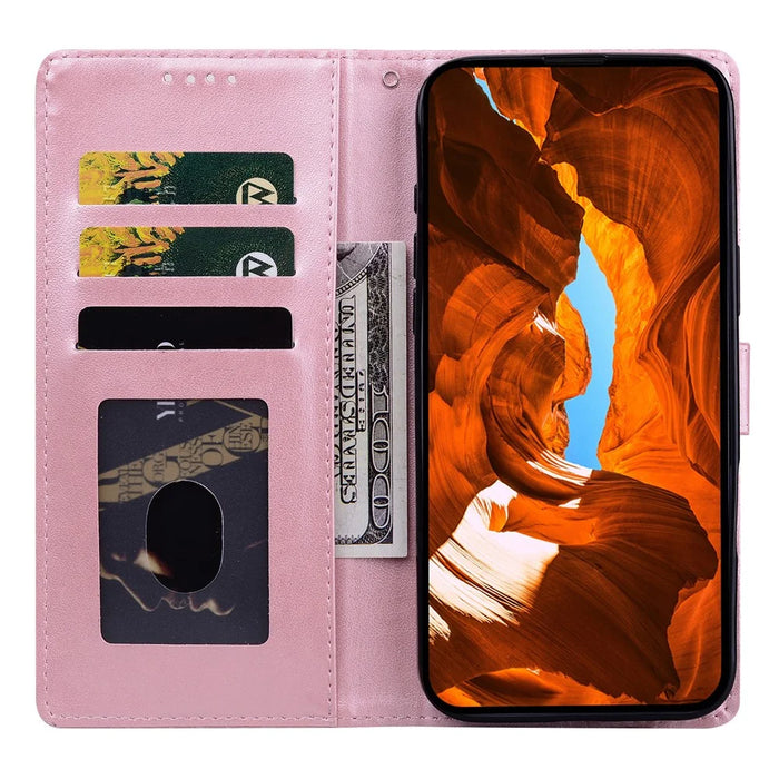 For Samsung Galaxy A56 5G  /  A36 5G Leather Case Imprinted Floral Pattern Wallet Stand Flip Phone Cover - Pink - 2