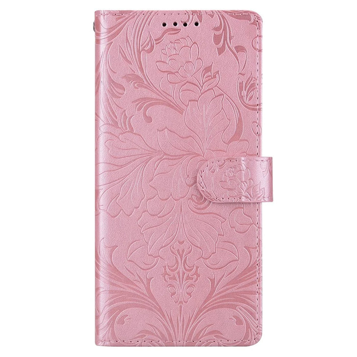 For Samsung Galaxy A56 5G  /  A36 5G Leather Case Imprinted Floral Pattern Wallet Stand Flip Phone Cover - Pink - 4