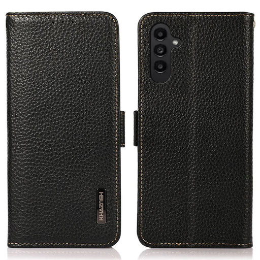 KHAZNEH for Samsung Galaxy A18 5G / A18 4G / A17 5G / A17 4G / A26 5G Phone Case Genuine Cow Leather Cover RFID Blocking - Black - 1