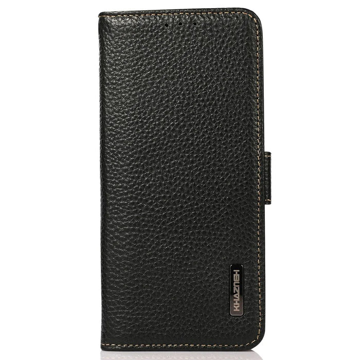 KHAZNEH for Samsung Galaxy A18 5G / A18 4G / A17 5G / A17 4G / A26 5G Phone Case Genuine Cow Leather Cover RFID Blocking - Black - 6