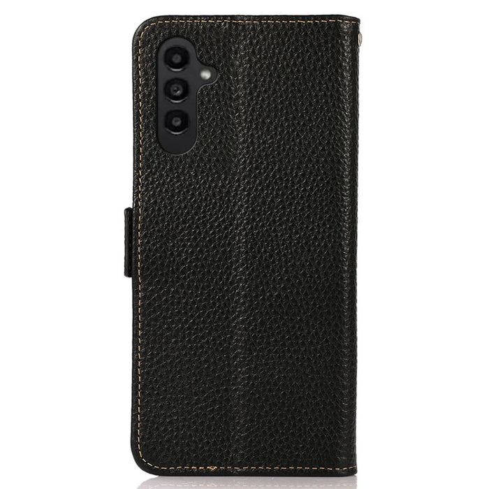 KHAZNEH for Samsung Galaxy A18 5G / A18 4G / A17 5G / A17 4G / A26 5G Phone Case Genuine Cow Leather Cover RFID Blocking - Black - 7