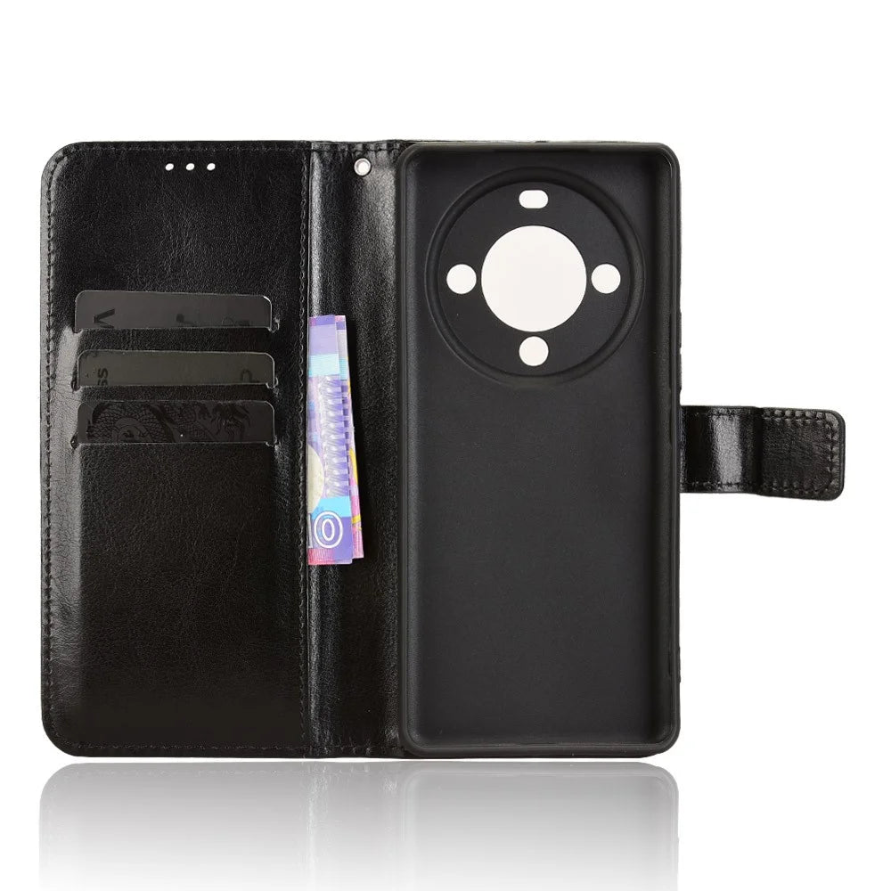 For FOSSiBOT S3 Pro 4G PU Leather Case with Strap Crazy Horse Texture Phone Wallet Cover - Black - 4