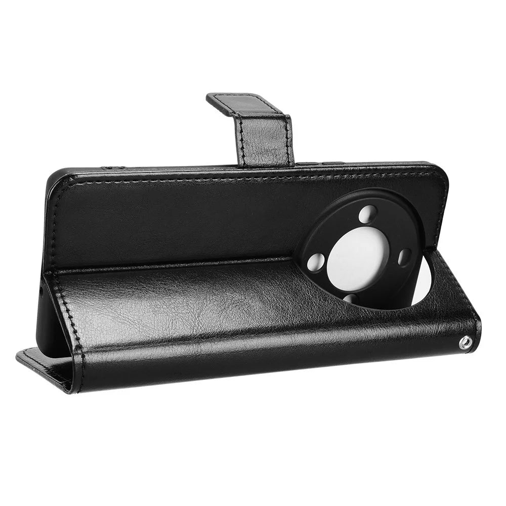 For FOSSiBOT S3 Pro 4G PU Leather Case with Strap Crazy Horse Texture Phone Wallet Cover - Black - 6