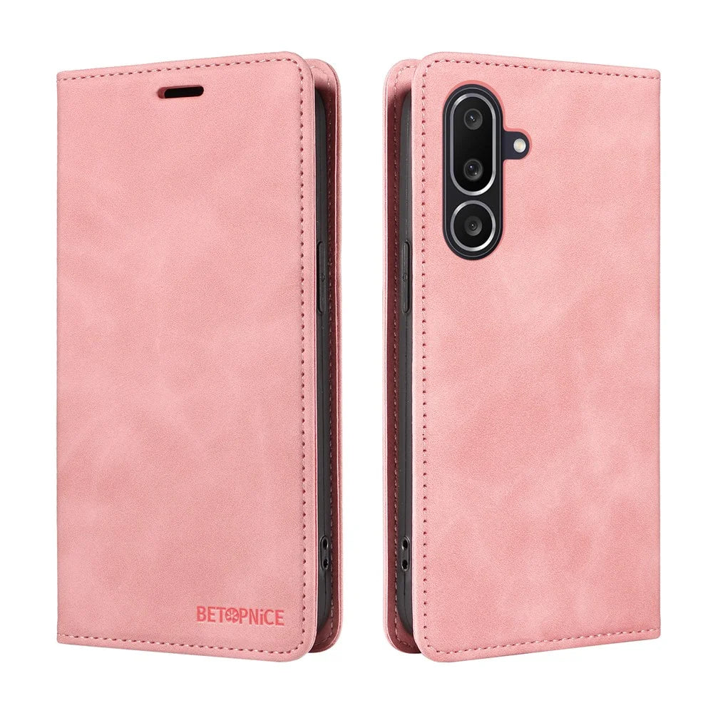 BETOPNICE For Samsung Galaxy M56 5G Case  Magnetic Closure RFID Blocking Wallet Stand Leather Phone Cover - Pink - 2