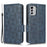 For Nokia G60 5G Imprinted Triangle Pattern PU Leather Stand Case Magnetic Closure Shockproof Phone Wallet Cover with Hand Strap - Blue - 1