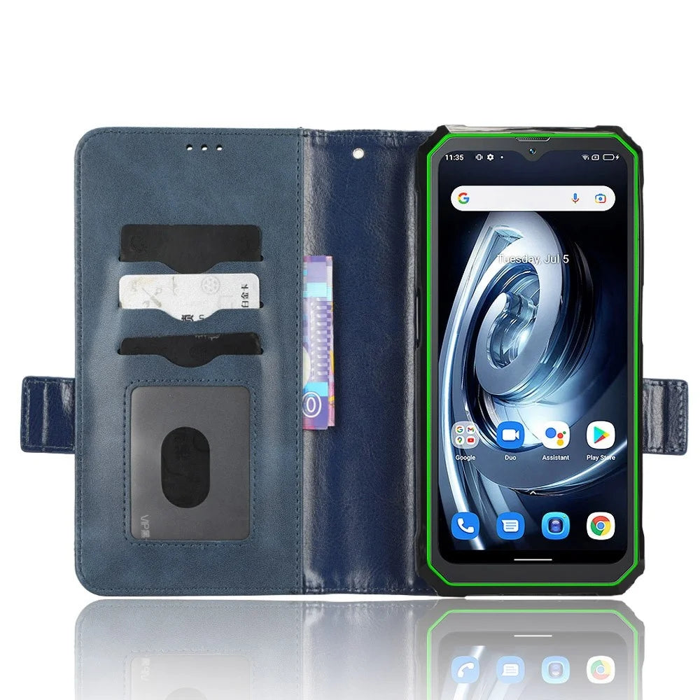 For Blackview BV7100 4G Imprinted Triangle Pattern PU Leather Stand Case Shockproof Folio Flip Phone Wallet Cover with Hand Strap - Blue - 2